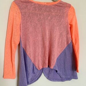 RUUM Girls Size 10 Layered Long Sleeve Top Coral Purple
